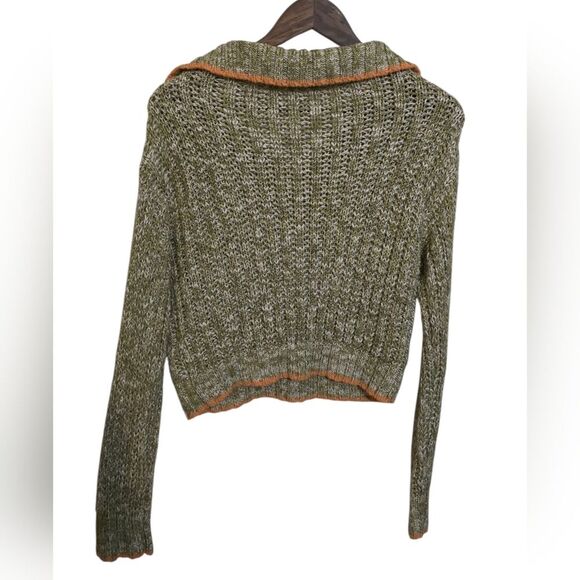 Illa Illa Stone Washed Collared Cable Knit Cropped Sweater S - Picture 4 of 4